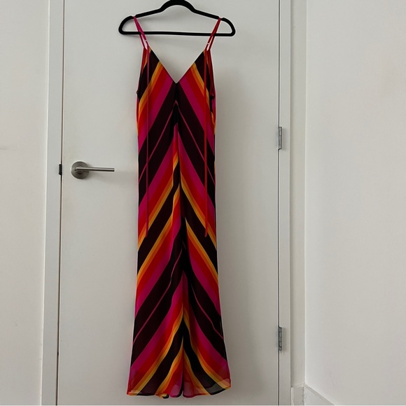 Christopher John Rogers x Target Red Orange Yellow Chevron Slip Dress in Size 10 - Picture 2 of 5